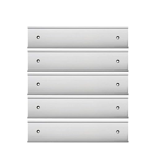 5 Pack 2“ × 8” Aluminum Name Plate Wall or Door Holder - Silver | Thickened Office Name Plate Wall Mount with Double Sided Tape,Fits Standard Size