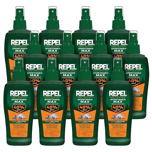 Repel Insect Repellent Sportsmen Max Formula Pump Spray 40 Percent DEET, 6 Ounces, Long-Lasting Insect Repellent Spray Repels Mosquitoes, Ticks, Gnats, Biting Flies, Chiggers And Fleas, 12 Pack