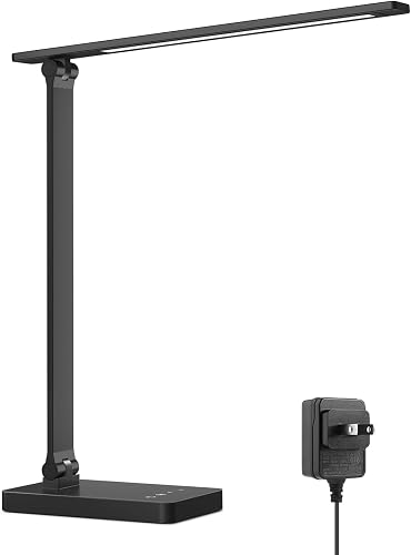 Lepro LED Desk Lamp for Home Office, 9.5W 750LM Touch Desk Light, Black | 5 Color Modes 5 Brightness Level, Eye Caring, Metal Task Lamp For Reading, Sewing, Crafts, School Supplies, Puzzle Light