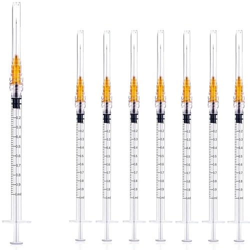 Luer lock 1ml Syringe with 25G 1inch Lab Supplies for Scientific Research, Industrial Dispensing or Liquid Measuring, 50Pack