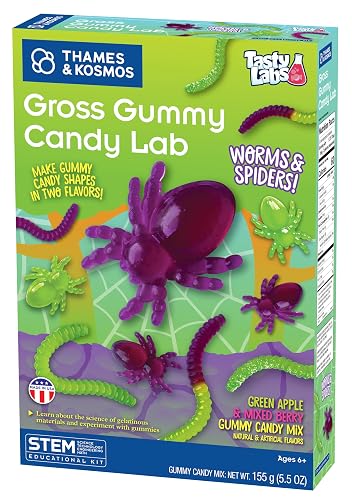 Thames & Kosmos Gross Gummy Candy Lab Worms & Spiders V2.0, Tasty Labs STEM Experiment Kit, Make Yummy Gummy Candies in Creepy Shapes, Explore Chemistry, Made in USA, Food Ingredients Included