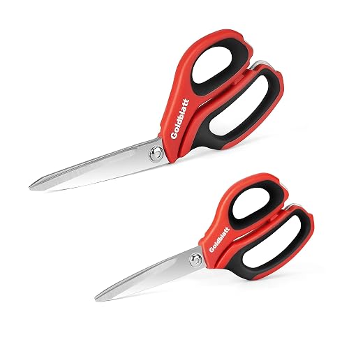Goldblatt 2PCS Heavy Duty Scissors, Multipurpose Shop Scissors | Stainless Steel Blades and Comfortable Handle, Easy Cutting of Cardboard, Wires, Leather, Fabric