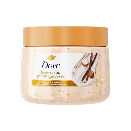 Dove Vanilla Sugar & Shea Butter Body Scrub Exfoliates and Deeply 15 oz | For dry, dull skin, Helps deeply nourish skin, With Dove moisturizing cream, Vanilla Sugar & Shea Butter