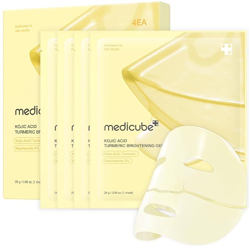 medicube Jelly Gel Mask with Brightening Kojic Acid Turmeric, 4EA | Overnight Face Mask for Glass Glow Skin - Elasticity, Hydrating, Firming and Radiance Boosting, Korean Skincare, 28g x 4ea