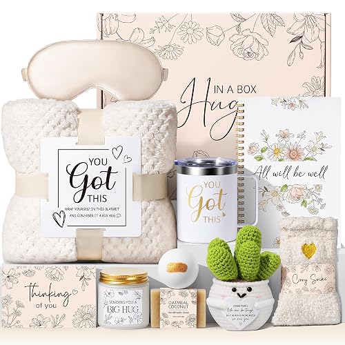 Get Well Soon Gifts Baskets for Women Spa Self Care Package After Surgery | Inspirational Thinking of You Sympathy Gift Basket, Feel Better Encouragement Boss Day Gifts for Women Friends Mom w/ Blanket