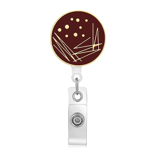 Science Lab Badge Reel Retractable Bacteria Petri Dish Enamel Badge Holder ID Card Clip for Biologists Laboratory Enthusiasts