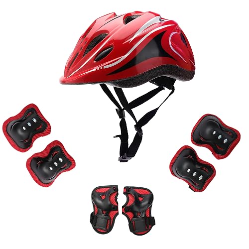 HENXING Kids Helmet Knee Elbow Pads Wrist Guard Sport Protective Gear Adjustable Scooter Skateboard Roller Bike Skate Cycling Safety Set for Boy Girl