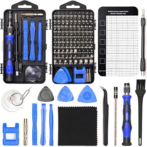 STREBITO Precision Magnetic Screwdriver Set 124-Piece Electronics Tool Kit | 101 Precision Bits, Electronics Screwdriver Set for Computer, Laptop, Cell Phone, PC, MacBook, iPhone, PS4, PS5, Xbox Repair