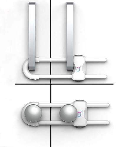 QT BABY - Pack of 12 - Baby Proofing Cabinet Locks Adjustable U Shaped Baby Safety Latches for Drawers, Fridge, Closet Modern Baby Proofing Cabinet Lock with Extra Secure Lock Buttons (White)