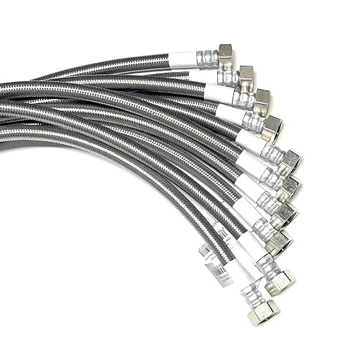 Faucet Water Supply Connector Line Braided Stainless Steel, Faucet Supply Line - 3/8 Female Compression Thread x 1/2 Female Iron Pipe Thread (3/8" Comp x 1/2" FIP) (10, 30 inch)