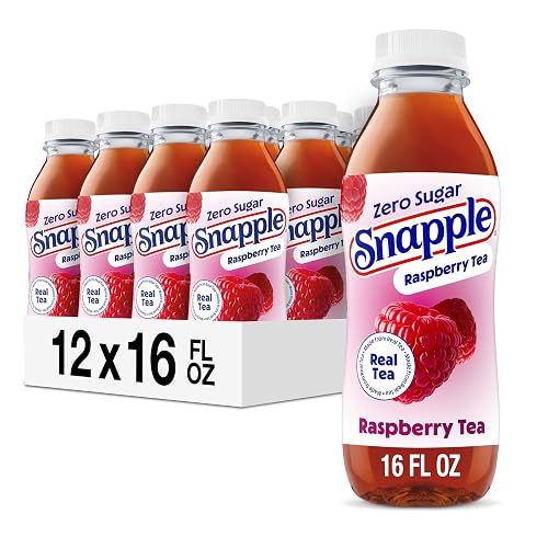 Snapple Zero Sugar Raspberry Tea, 16 fl oz recycled plastic bottle, Pack of 12
