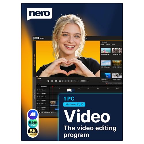 Nero Video 2026 | Video Editing Software for Windows | Movie Maker with 1000+ Effects, Motion Tracking, Multi-Track Editing, 4K & 8K Support, DVD & Blu-ray Authoring | Lifetime License | Win 11/10/8/7