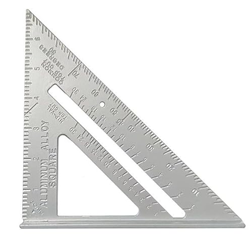 7 Inch Aluminum Rafter Square - Double-Sided Engraved Scales, Precision Carpentry Tool for Woodworking, Roof Pitch & Angle Marking