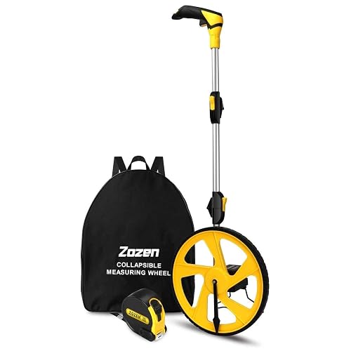 Zozen Measuring Wheel in Feet and Inches, Double Collapsible, Mechanical | One-Key Reset, Kickstand, Start Point Arrow, 12.5" Roller, Portable Backpack, 0-9,999 Ft Measure Wheel, Adapt Various Roads