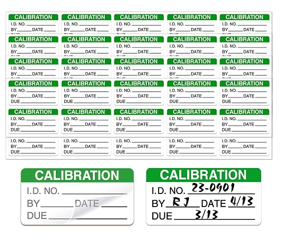 Self Laminating Calibration Labels 2x1 Inch Waterproof Write-on Stickers | for NIST ISO-9000 Equipment Inspection Quality Control with Clear Protective Cover Tamper Proof Industrial Maintenance Supply