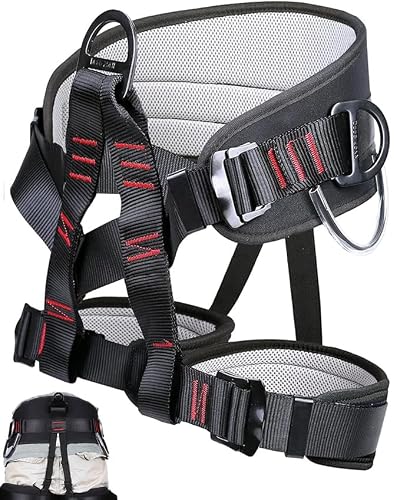 Ttechouter Adjustable Thickness Climbing Harness Half Body Harnesses for Fire Rescuing Caving Rock Climbing Rappelling Tree Protect Waist Safety Belts