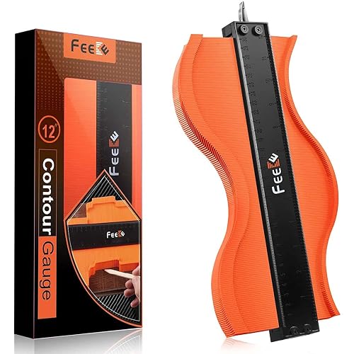Contour Gauge (12 Inch) with Lock Profile Tool, Birthday Gifts for Men Dad Husband Him Super Contour Duplicator Men Gifts Woodworking Tools Carpenter Tools Construction Outline Angle Measuring Tool