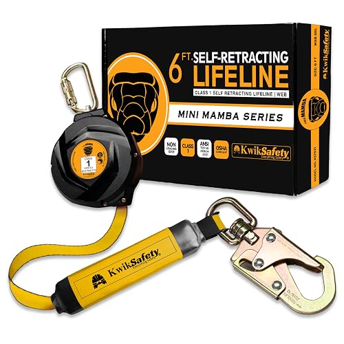 KwikSafety - 6' mini Mamba Self Retracting Lifeline [NO Tangle Web] Class 1 Retractable Safety Lanyard SRL ANSI OSHA