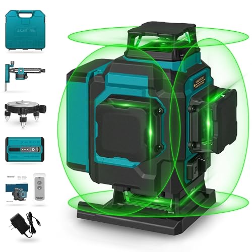 Takamine 16 Line Green Laser Level Pro,4x360 4D Cross Line for Construction | Self Leveling Lazer Leveler Tool,4x360° Vertical and Horizontal Laser,Pulse Mode,Remote Control,Ceiling/Floor Leveling,Tiling