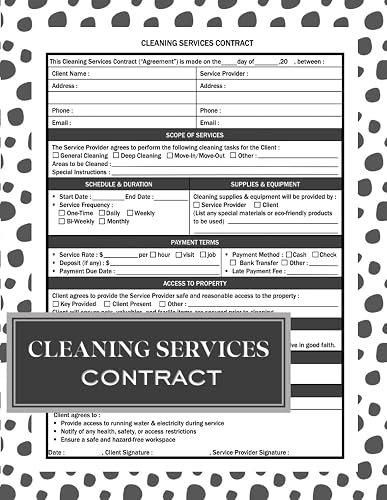 Cleaning Services Contract Form Book: Professional Cleaning Service Agreement Templates For Residential And Commercial Cleaners | Easy-To-Use Contract ... Perfect For Signing With A Client Or Company