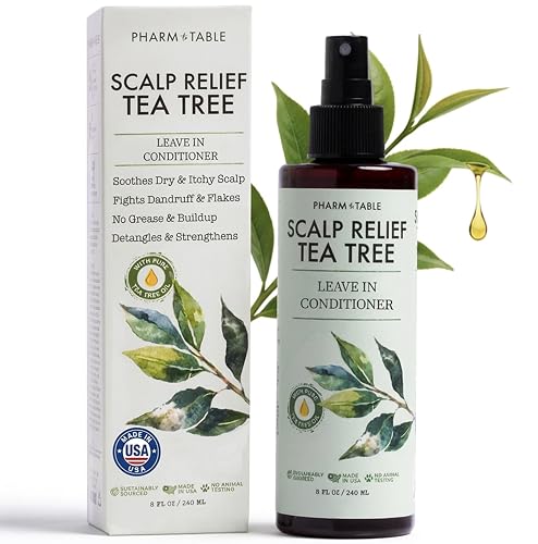 Leave In Conditioner Spray - Tea Tree Scalp Treatment | Anti-Dandruff and Dry & Itchy Scalp, Hydrating & Medicated Formula for Psoriasis and Scalp Care - Detangles & Nourishes Hair.
