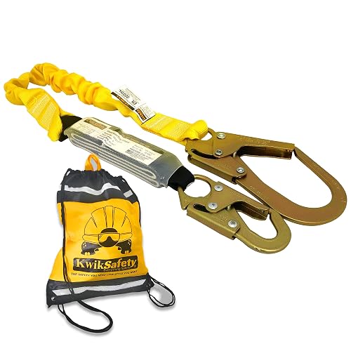 KwikSafety - Charlotte, NC - BOA [1 PACK] External Shock Absorber Single Leg 6ft Safety Lanyard OSHA ANSI Fall Protection Restraint Equipment Snap Rebar Hook Connectors Construction Arborist Roofing