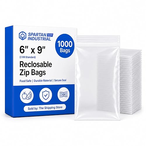 6” X 9” (1000 Count) 2 Mil Clear Reclosable Zip Plastic Poly Bags | with Resealable Lock Seal Zipper - Spartan Industrial
