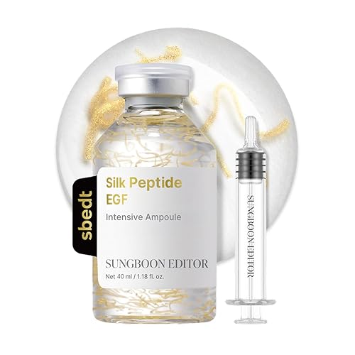 SUNGBOON EDITOR Glow Intensive Deep Collagen Silk Peptide EGF Ampoule, Copper Peptides Serum for Face with Multi Peptides, Hydrating Korean Skincare Facial Serum for Smooth-Looking Skin, 1.35 fl oz