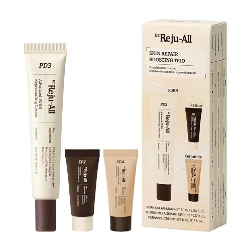 Dr.Reju-All Skin Repair Boosting Trio Skin Care Set | Full Size of PDRN Cream with Travel Size of Retino-Mela Serum & LC-Ceramide Barrier Cream, Suitable for All Skin Types