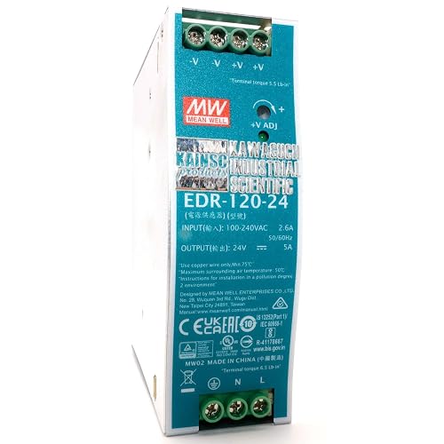 Mean Well EDR-120-24 AC/DC 24V 5A 120W Basic Industrial DIN Rail Power Supply Single Output Provided by KAINSC Products