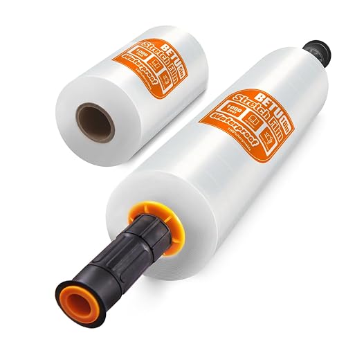 Stretch Film Shrink Wrap Large Item Kit (5"+18") x 1000 Ft for Moving Supplies, Heavy Duty Plastic Wrap Stretch Roll for Moving Boxes Toys Books Shipping Pallet Wrapping Furniture with Handles, Clear