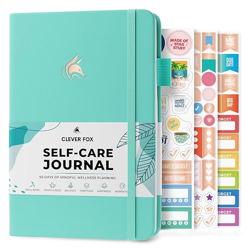 Clever Fox Self-Care Journal for Women, Daily Planner 5.8x8.3 Turquoise | 3-month mental health journal, habit tracker, wellness journaling supplies for women & teen girls, gratitude & mood log