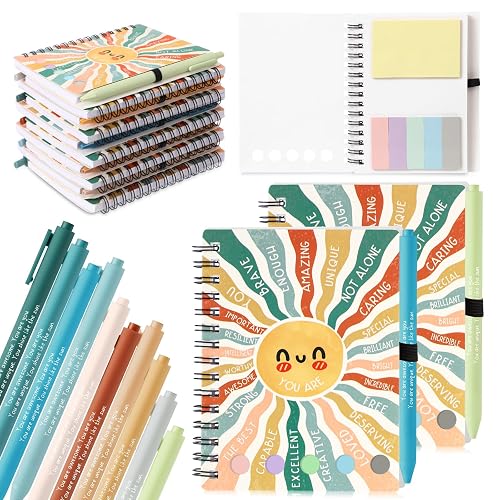 Janlaugh 60 Pcs Mental Health Gifts for Women Men Self Care Items Bulk Include 30 Mental Health Notebook with Sticky Note 30 Positive Pens Affirmation Journals Wellness Gifts for Coworkers Teachers