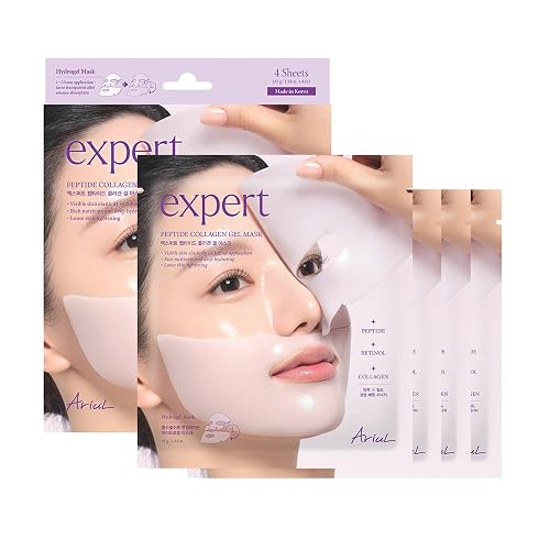 Ariul Expert Peptide Collagen Gel Mask – Firming Hydrogel Sheet Mask for Face, Hydrating & Elasticity Care, Korean Skincare (4 Sheets)
