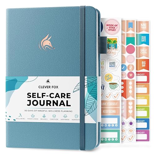 Clever Fox Self-Care Journal for Women, Daily Planner 5.8x8.3 Aquamarine | 3-month mental health journal, habit tracker, wellness journaling supplies for women & teen girls, gratitude & mood log