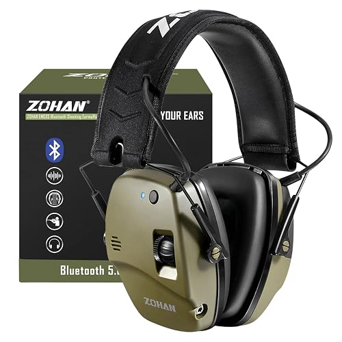 ZOHAN 035 Bluetooth 6.0 Shooting Ear Protection Earmuff, Active Noise Canceling, Hearing Protection with Sound Amplification (Green Bluetooth)