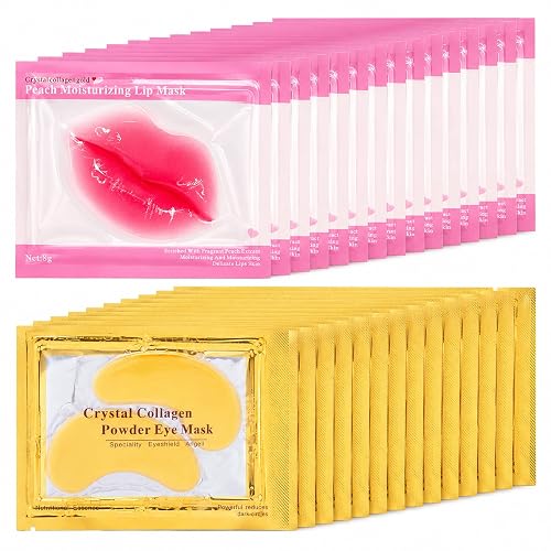 30 Pairs Eye Masks & Lip Masks, 24K Gold Under Eye Patches for Puffy Eyes | Cooling Moisturizing Lip Mask Skincare, Bridesmaid Gifts, Bridal Shower Gifts, Bulk Gifts, Bachelorette Party Favors