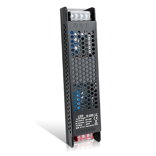 12V 16.5A 200W Universal Regulated Switching Power Supply, 100-250V AC to 12V DC Converter, LED Driver, Industrial Transformer, Adapter for Strip Light, Lamp, Radio