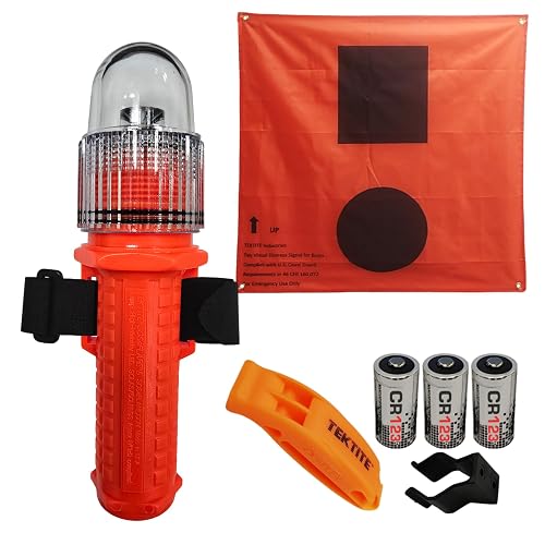 SOSeFLARE 5 NO MORE FLARES, Electronic Boat Distress Flare, Waterproof LED | w/Flag and Audible Signal Kit, USCG & SOLAS Compliant Marine Safety Signal, Nighttime SOS Handheld Audible Locator for Boats.
