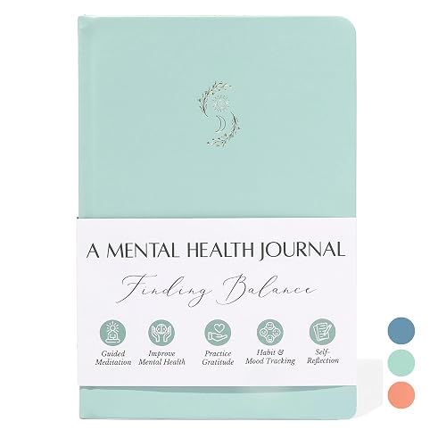 LIFTINSPIRE CO. FINDING BALANCE Mental Health Journal – 6-Month Daily Journal with Prompts for Mindfulness, Self-Care & Healing – Anxiety & Depression Management – Green Hardcover