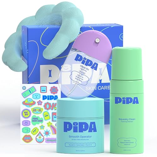 Pipa Skincare Cleanser, Moisturizer & Facial Mist Girls Birthday Gift Set | Safe for Sensitive Skin, Alcohol-Free Dermatologists Approved Skin Care Routine, Foam Wash, Cream & Mist, Girls 8-12