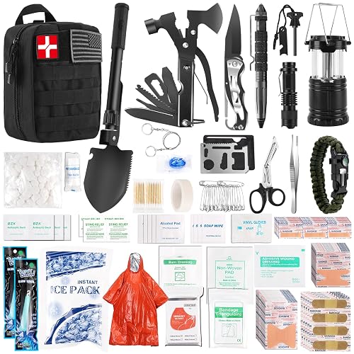 Abpir318 PCS Emergency Survival Kit, Survival Gear and Equipment First Aid Kit Med Supplies for Vehicles Travel Car Camping Hiking Disaster Preparedness, Gifts for Christmas Birthday Him Men