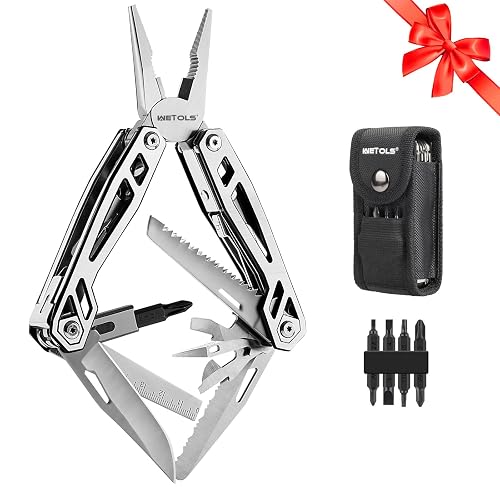 Multitool with Pocket Knife, Birthday Gifts for Men Women Mom Dad | 21-in-1 Stainless Steel Pliers with Screwdrivers, Self-locking Multi tools with EDC Sheath, Ideal for Home, Camping, Survival
