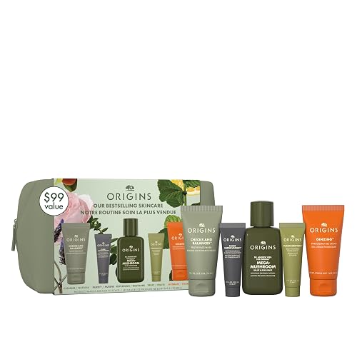 Origins Bestselling Skincare Set | Features Cleanser, Mask, Treatment Lotion, Serum & Moisturizer | With Peptides, Hyaluronic Acid & Niacinamide