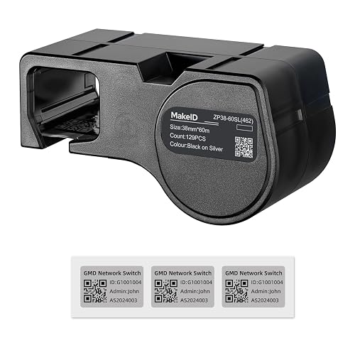 MakeID D50 Black on Silver Label Cartridge, All-Weather, Equipment Labels | Component Labels, Safety Identification, Asset Tracking, Indoor & Outdoor Use
