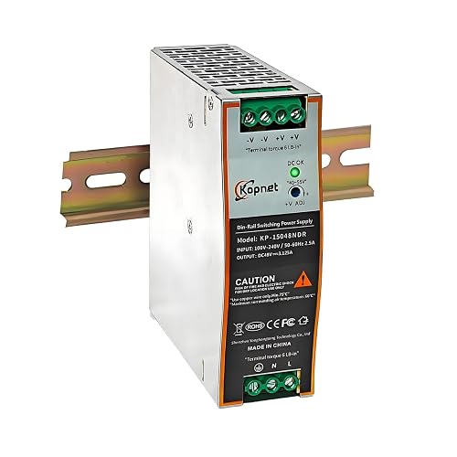 150W 48V Din Rail Mount Power Supply AC-DC Industrial Power Adapter | 100~240V AC Input, 48V DC Output, Din-Rail Switching Power Supply, Voltage adjustable, Short Circuit Protection