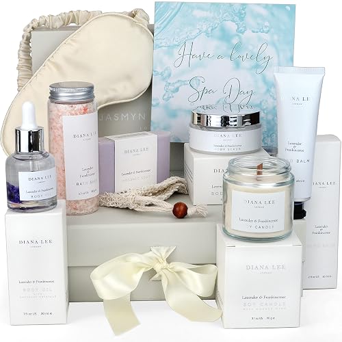 Luxury Spa Gift Basket Women Birthday Self Care Kit Lavender Set | Relaxation Gifts, Pampering Items, Bath Products, Wellness Box, Stress Relief, Bridal Shower Present, Self Care Package