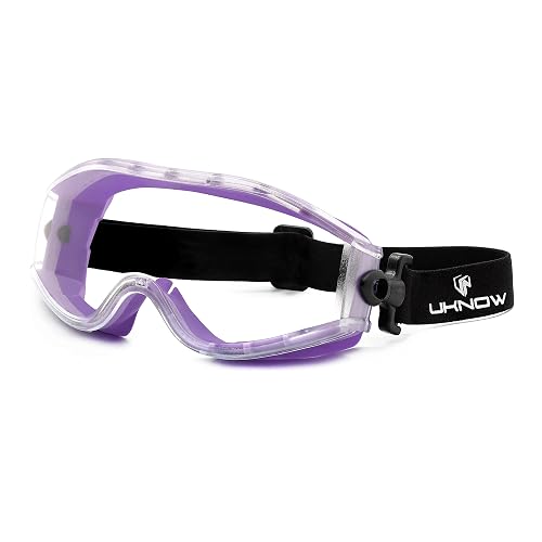 UKNOW Safety Goggles Over Glasses - Anti-Fog Clear Lens - ANSI Z87.1 Certified Eye Protection for Lab Work, Industrial Use