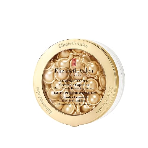 Elizabeth Arden Advanced Gold Ceramide Capsules Daily Youth Restoring Serum for Face, Anti-Aging Skin Care, 60 count
