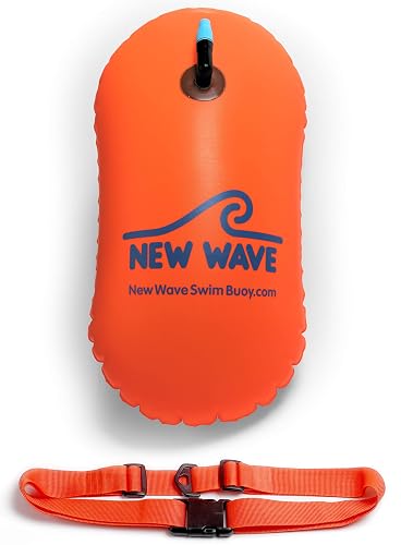 New Wave Swim Bubble for Open Water Swimmers and Triathletes - Be Bright, Be Seen & Be Safer with New Wave While Swimming Outdoors with This Safety Swim Buoy Tow Float